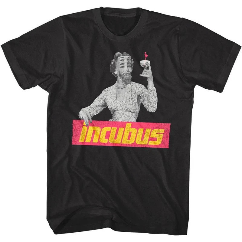 ท็อปส์เสื้อยืดผู้ชาย Incubus Flamingo Martini แฟชั่นเทรนด์ Y2K เสื้อผ้าผู้ชาย