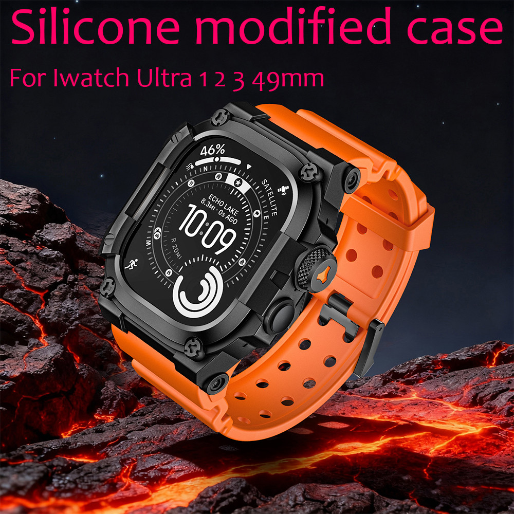 เคสซิลิโคนดัดแปลงสําหรับ iWatch Ultra 3 49 มม. สายนาฬิกาชิ้นเดียวสําหรับ iwatch Ultra 1 2 49 มม.
