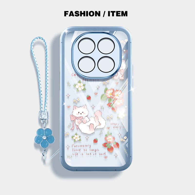 VRQR สําหรับ Xiaomi Redmi Note 15 Pro Plus หมายเหตุ 15 Pro + 5G 4G Poco M8 Pro 5G น่ารักแมวและสุนัขดอกไม้เชือกใสป้องกันเคสโทรศัพท์