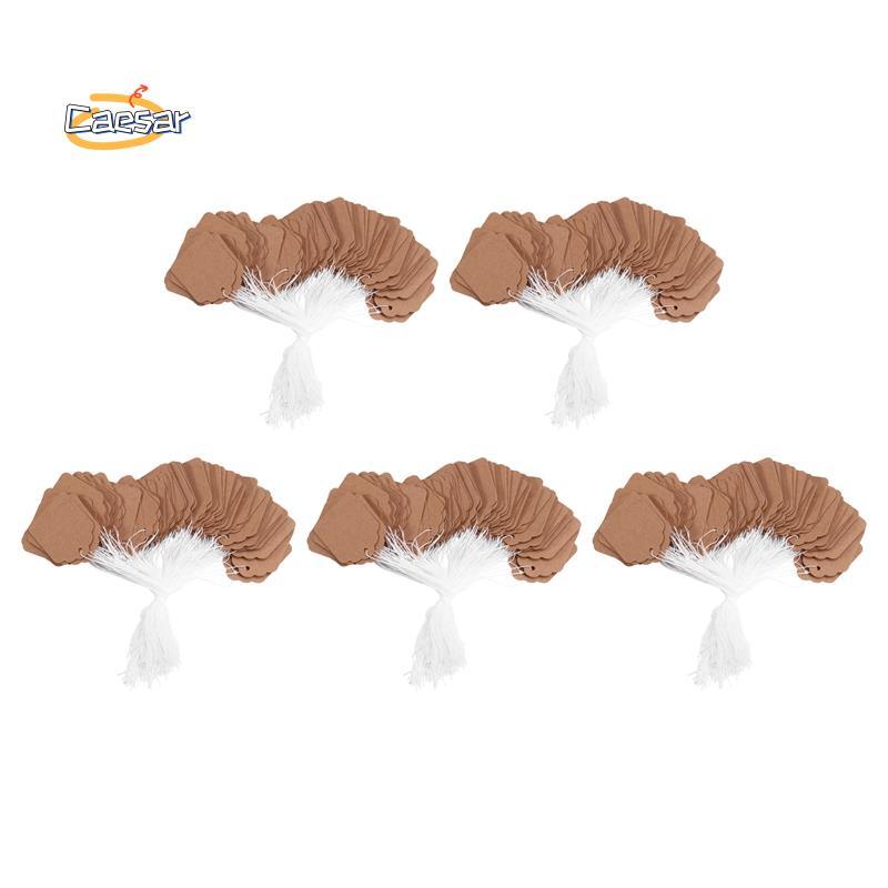 caesarA8Price Tags with String แนบ - น่ารัก 500 ชิ้นแท็กของขวัญแท็กแขวนกระดาษสําหรับลงฉลาก แท็กชื่อ