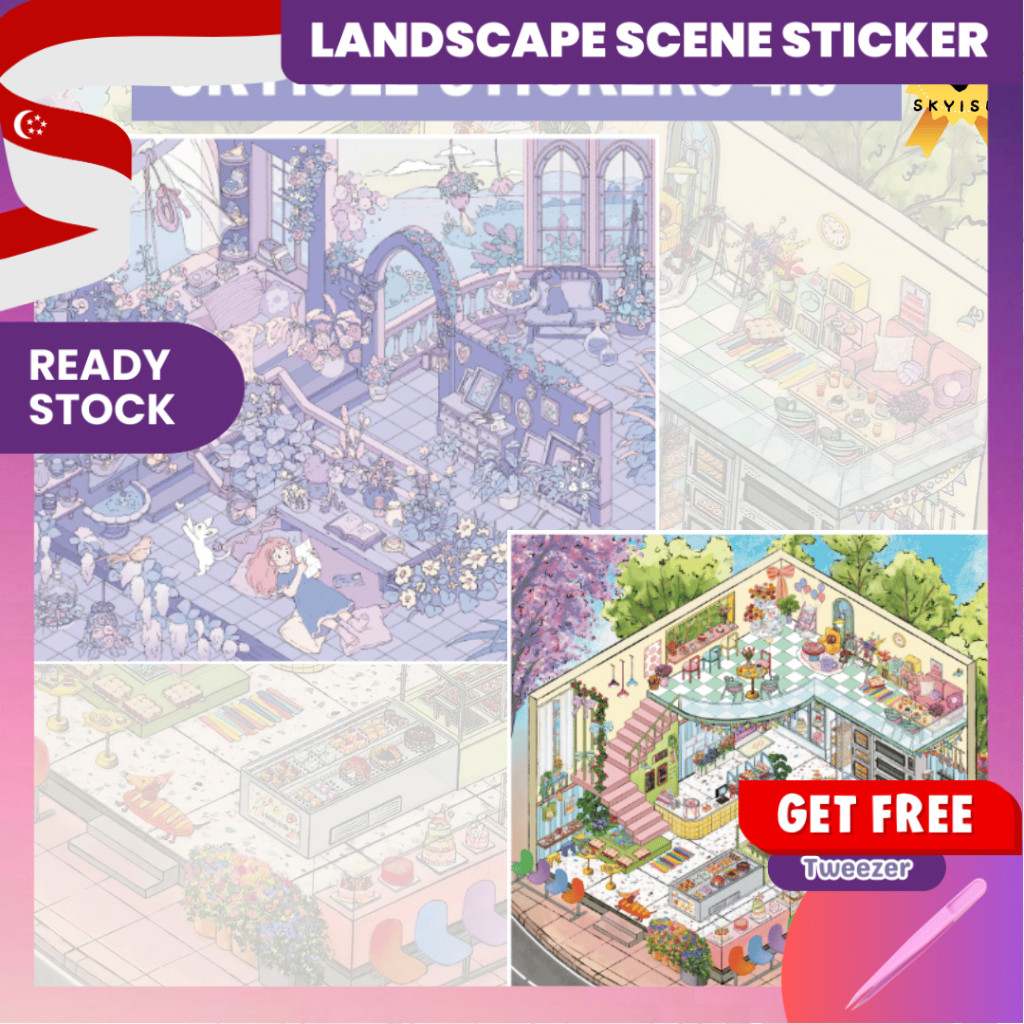 [KW] Velvet Serenity Landscape Sticker 3D Scene Sticker with Matte-Skin Finish for Journaling, สมุดภ
