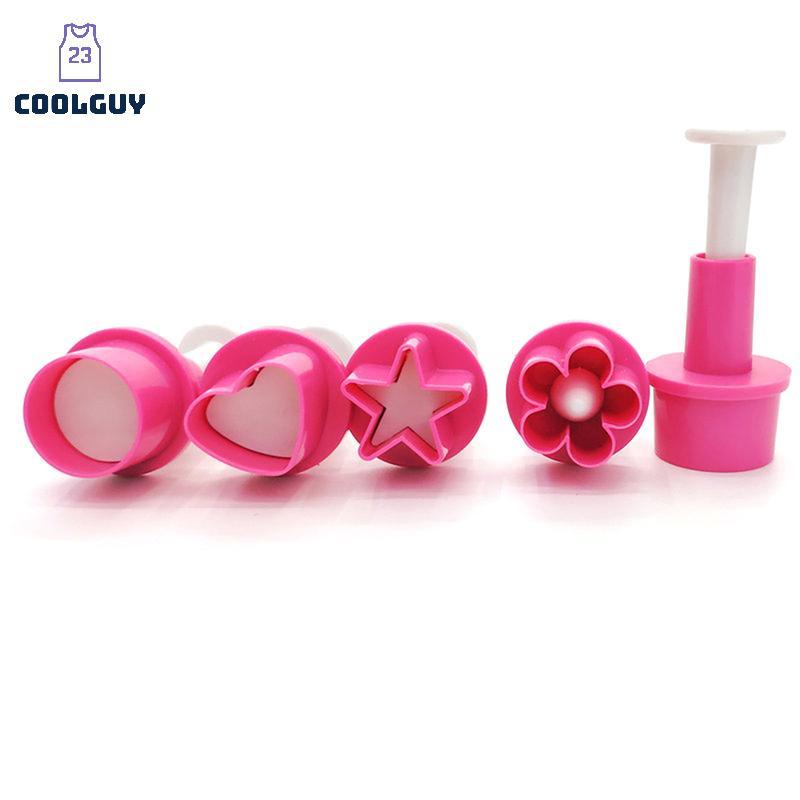 [YLSW] 5 ชิ้นเครื่องตัดคุกกี้หัวใจ Plunger แม่พิมพ์เค้กปุ่มดาวพลัมบิสกิต Mould Decor TH