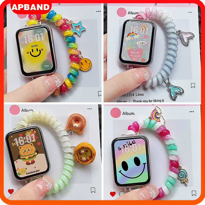 สายรัดข้อมือโซโล่ ลูป สแคร์ชี TPU แถบยืด for Smartwatch Redmi Watch 6 5 4 for Smart Watch Xiaomi Mi Band 10 9 8 Pro