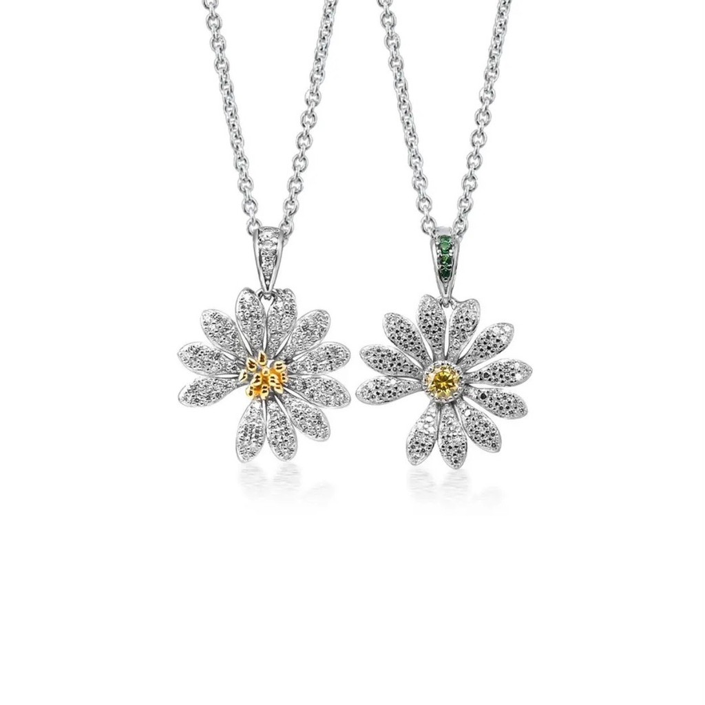 WlC กลีบดอกไม้ Daisy Zircon High Fixed สร้อยคอผู้ชายผู้หญิงหรูหรา Niche High-End High Design ขนาดเล็