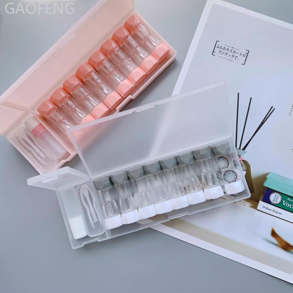 GAOFENG ชุดคอนแทคเลนส์ 8 ชิ้น พร้อมกล่องแช่อุ่น และแหนบสำหรับใช้งานทั่วไป D4G4