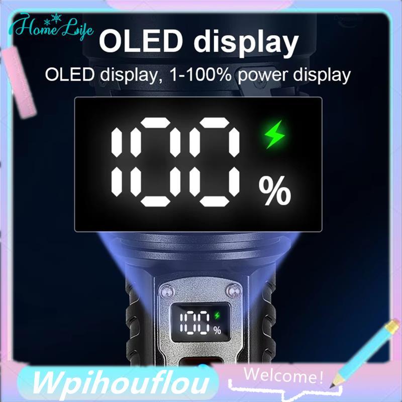 โคมไฟชาร์จ USB XHP360 2025 ไฟฉาย LED 26650 แบตเตอรี่ Ultra Bright ,Lantern ไม่มีแบตเตอรี่