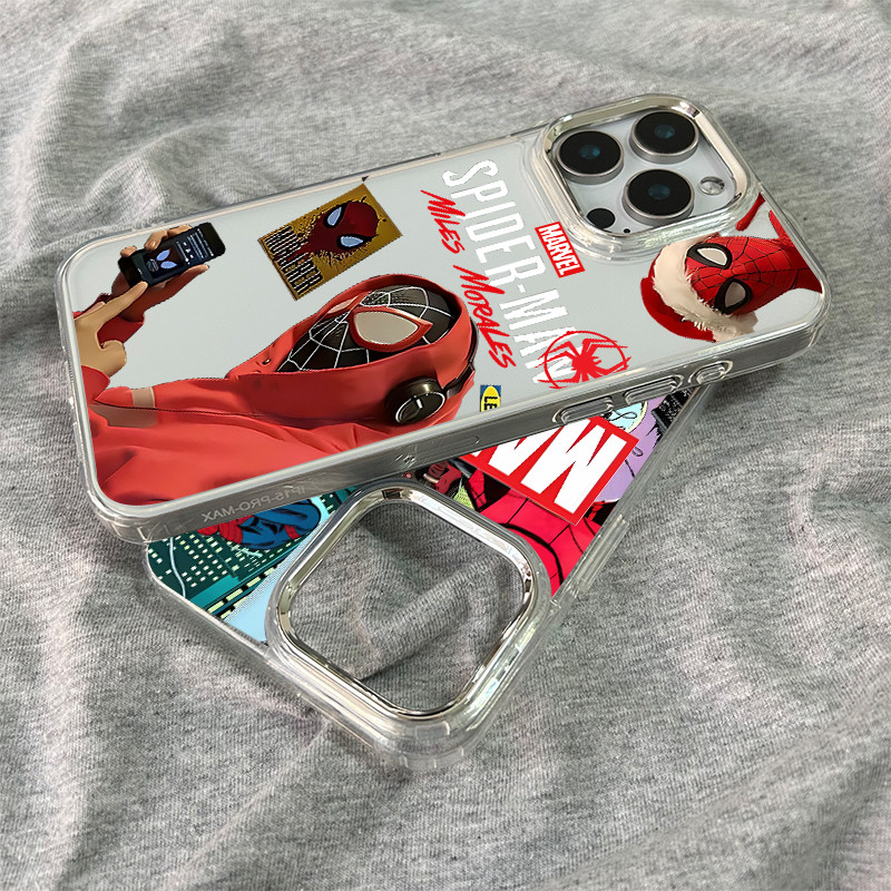 สำหรับ iPhone 11 13 12 14 15 16 pro Max XR Xsmax 6 7 8 14 15 16 Plus SE 2020 สไปเดอร์ เคสไอโฟนเคสใสกันกระแทกเคสซิลิโคน - รูปที่ 3