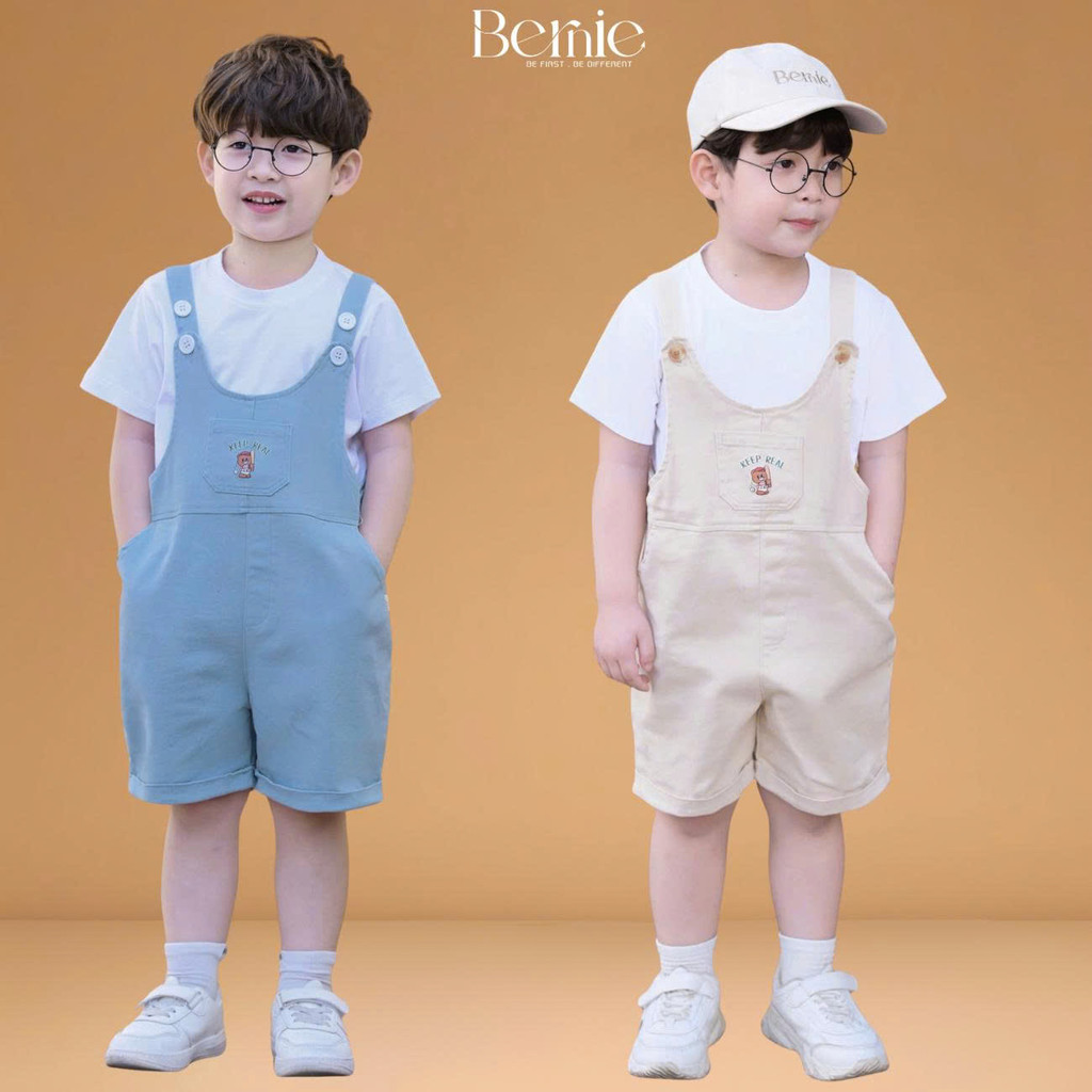 เอี๊ยมสั้น Set with Baseball Bear เสื้อยืดสําหรับเด็กชายและเด็กหญิง unisex ไซส์ 1 ถึง 7 ปี BERNIE H1