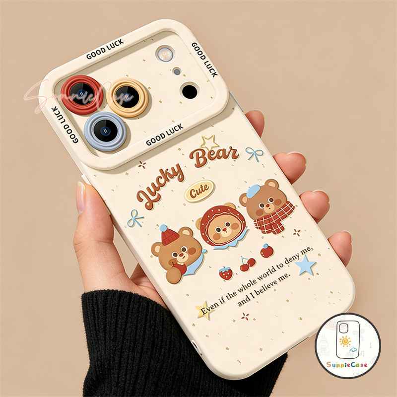 เคสไอโฟน 17 เหมาะสำหรับ IPhone 17 15 13 16 12 14 11 Pro Max XR X XSMax 7 8 14 16 Plus เคสโทรศัพท์ลายหมีผ้าพันคอสุดน่ารัก - รูปที่ 2