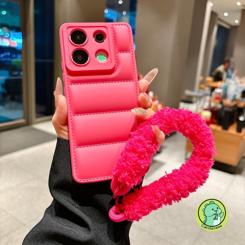 Down JacketปลอกPlush LanyardสําหรับXiaomi Poco M7 M6 Plus C65 C61 C55 C51 C50 Mi 11i 11X Pro 5G 4Gหร