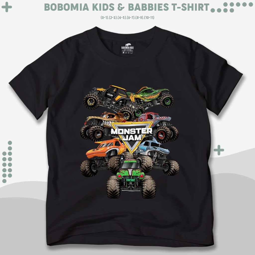 Monster Jam Cars I เสื้อยืดเด็ก Distro เสื้อผ้าสําหรับเด็กทารก (100-150cm) - เสื้อเด็ก K2040 เสื้อยืดคอตตอน