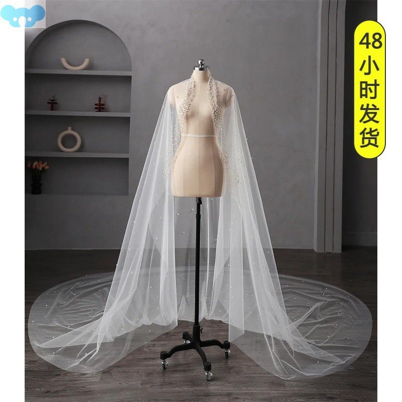 ⭐Pearls Wedding Veil 1 ชั้น Long Brideral Veil头⭐