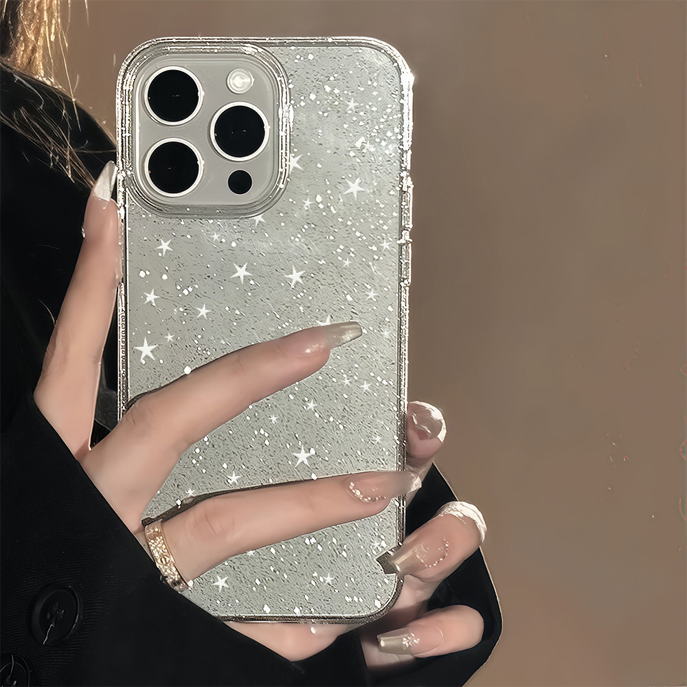 เคส For iPhone 16 เคสไอโฟน11 เคสใสแบบแวววาว ดาวน่ารัก การ์ตูนสีสันสดใสน่ารัก For iPhone15 14 13 12 11 16 Pro max Plus X