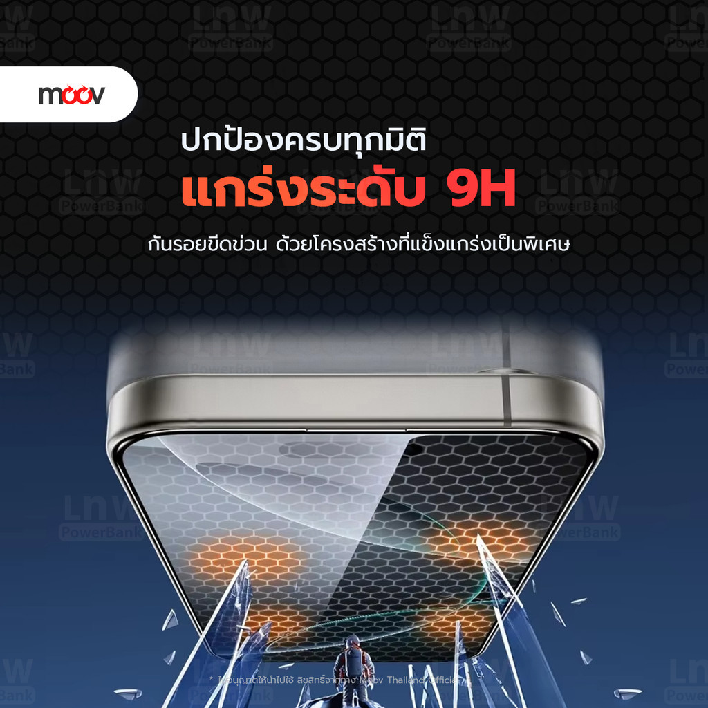 [แพ็คส่ง 1 วัน] Moov FG04 ฟิล์มกระจก สำหรับ ไอโฟน 17 Pro Max Air 16 Pro 15 Plus 14 13 12 11 ฟิล์มกันรอย ใส กันมอง - รูปที่ 2