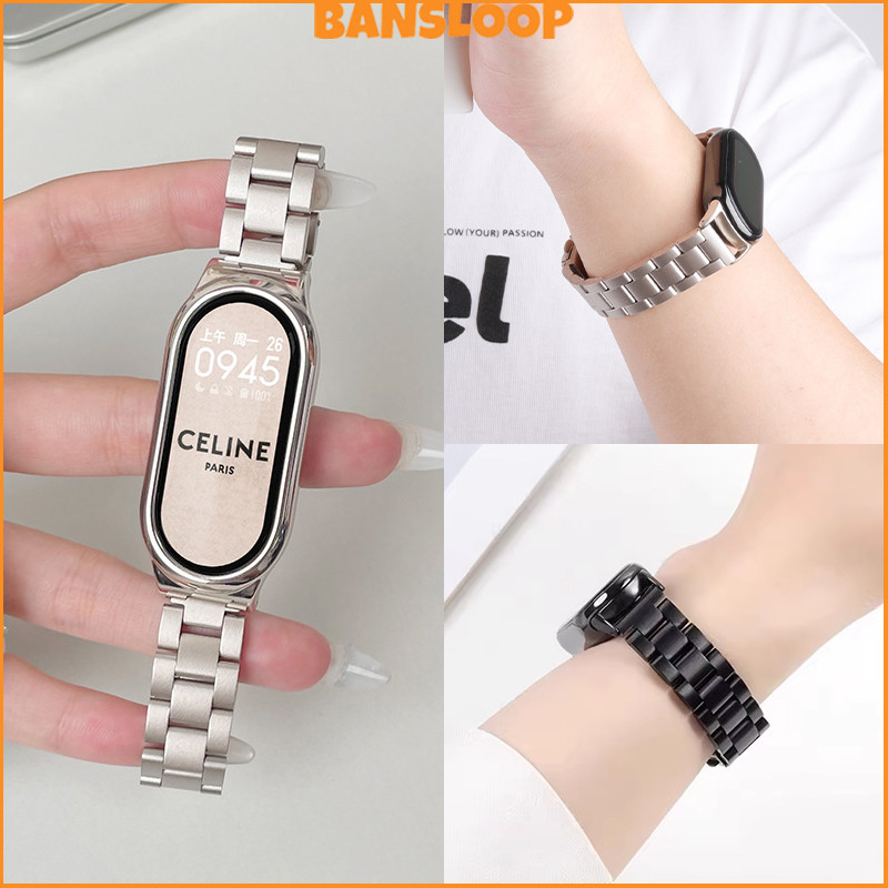 สายรัดโลหะ for Xiaomi Mi Band 10 9 8 สายรัดข้อมือสแตนเลสปรับได้สายรัดข้อมืออุปกรณ์เสริม for Smartwatch Miband 10 9 8 NFC – โปรปัง