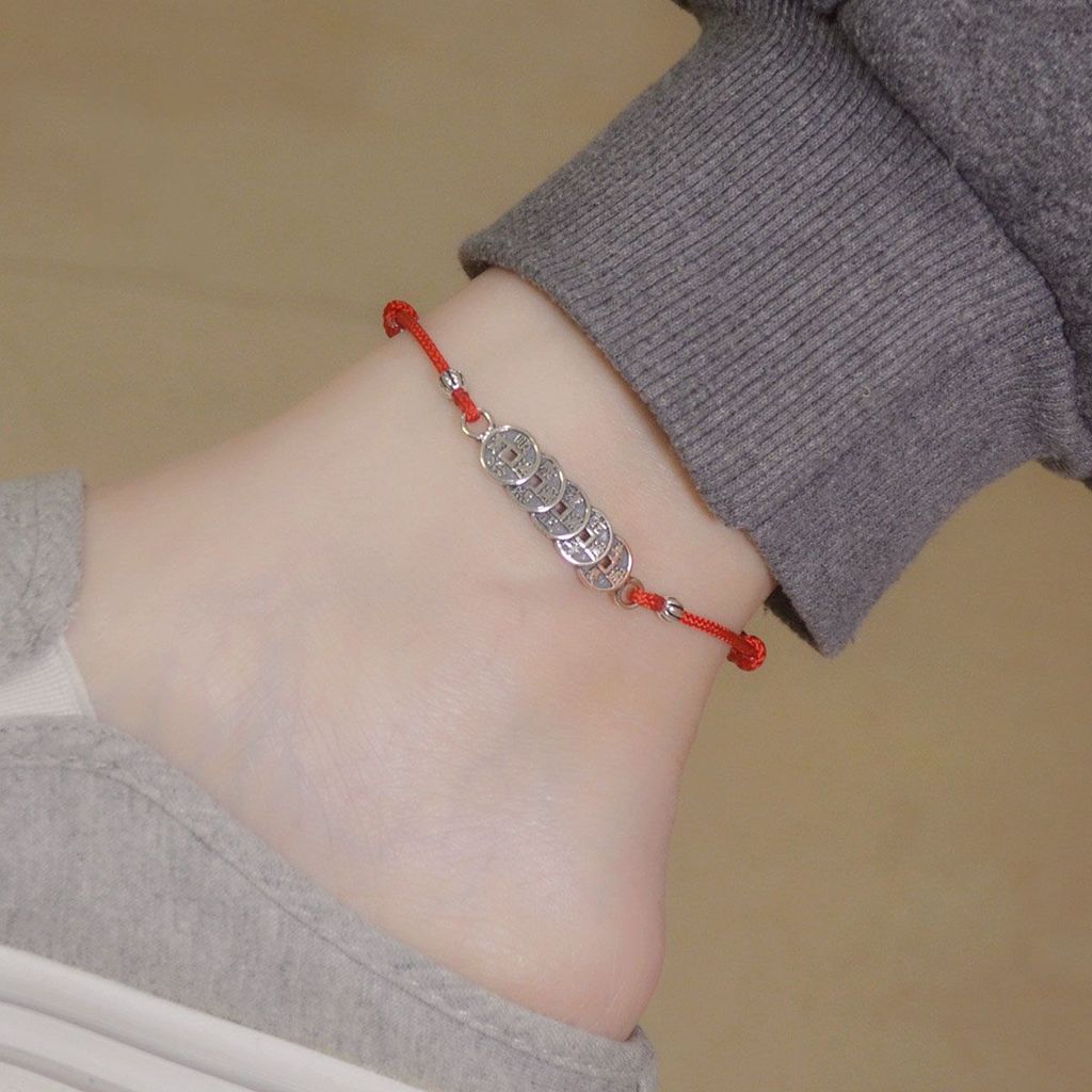 New Product#[1504Positive Review]Five Emperors Money Red String Anklet for Women, Zodiac Year Lucky 