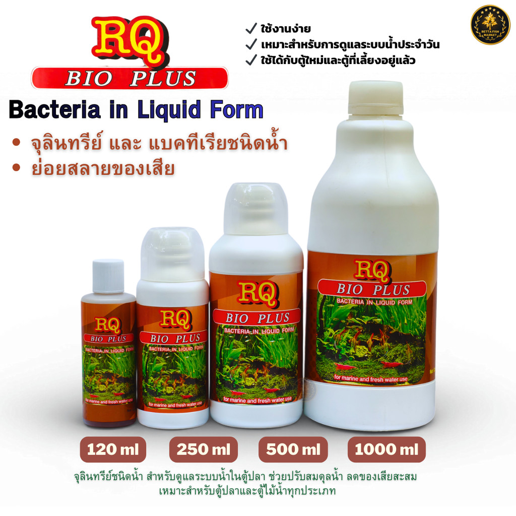RQ BIO PLUS  แบคทีเรียน้ำ สูตรเข้มข้น สำหรับตู้ปลาและบ่อเลี้ยง