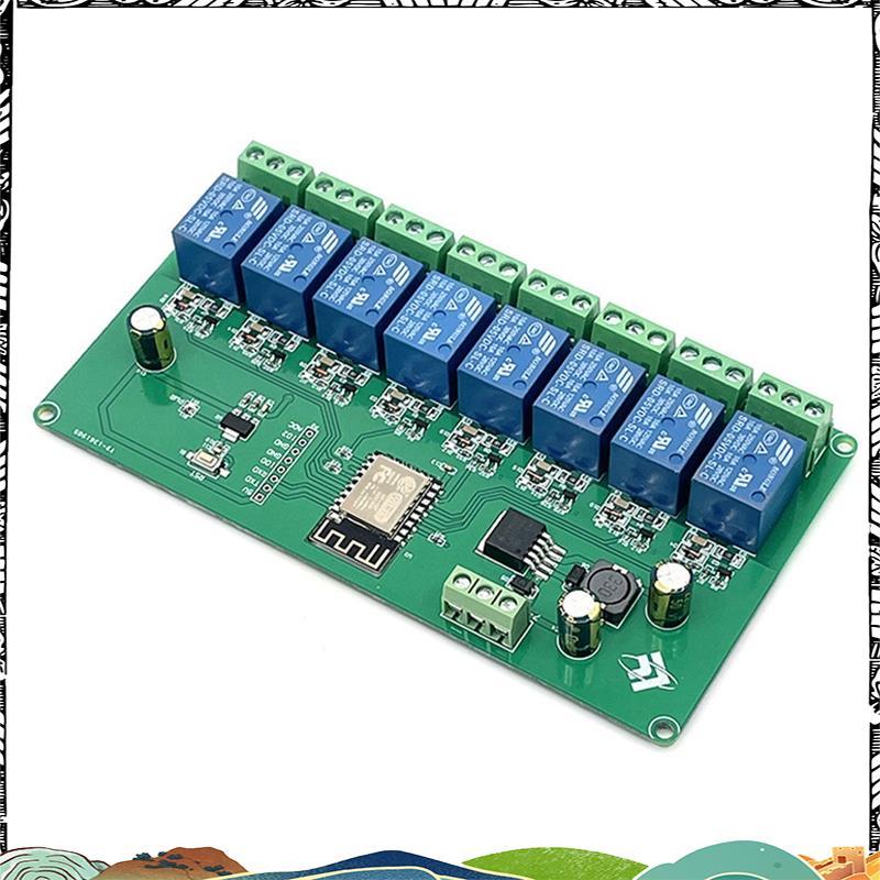 Super 8 ช่อง ESP8266 โมดูลรีเลย์ WIFI ไร้สาย ESP-12F บอร์ดพัฒนา DC 5V/7-28V E- APP รีโมทคอนโทรล