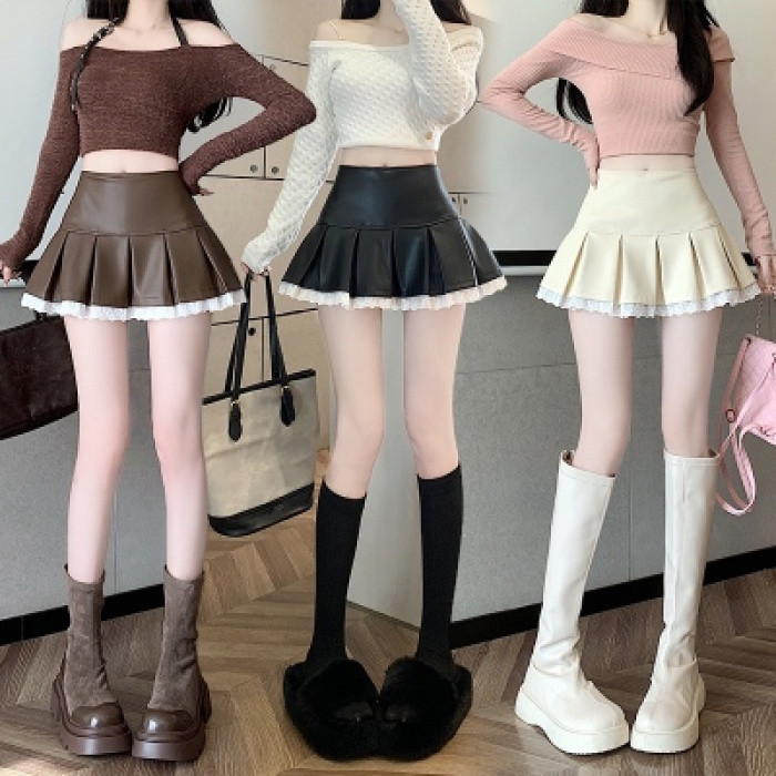 กระโปรงสั้นทรงเอไลน์สไตล์เกาหลี ตกแต่งด้วยลูกไม้และมีซับใน สินค้าพร้อมส่งจากประเทศไทย จัดส่งได้ ราคา ถูกที่สุด ดีลบีเคเค แกลเลอรีภาพที่ 2