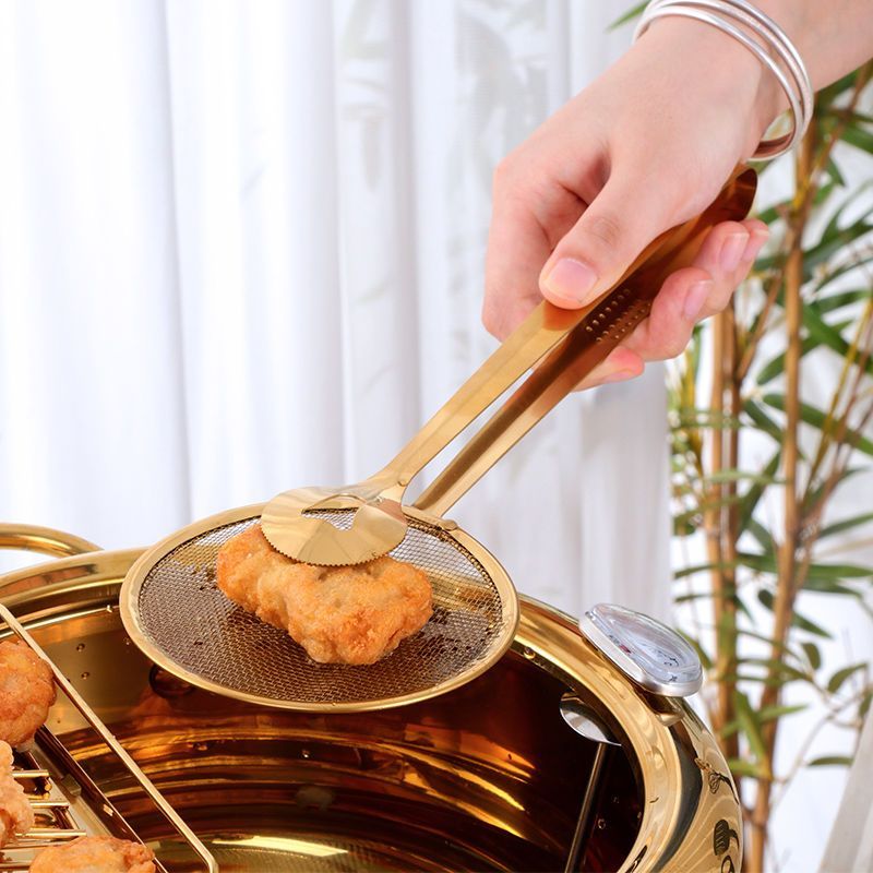 Hot Sale#[6687People Collection]Stainless Steel Oil Strainer Clip Kitchen Frying Oil Strainer Spoon 