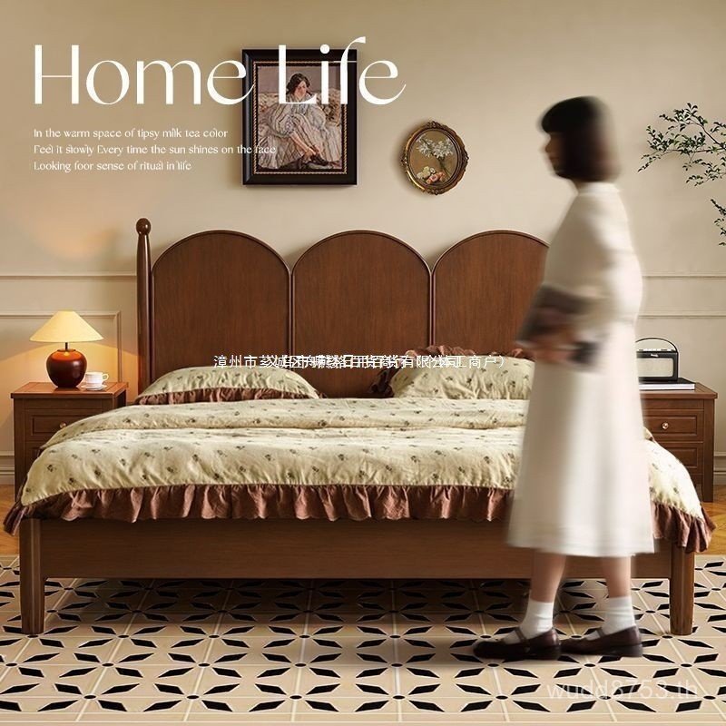 เตียงโบราณ 1.8 ม. เช่า House American Retro Real Apartment Simple 1.5 ม. B & B โมเดิร์นไม้เตียงคู่ R