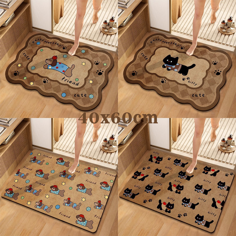 COD พรมห้องน้ํา 40x60cm พรมหน้าประตู ดูดซับน้ำได้ดี กันลื่น ทนสกปรก ทำความสะอาดง่าย ขนาด