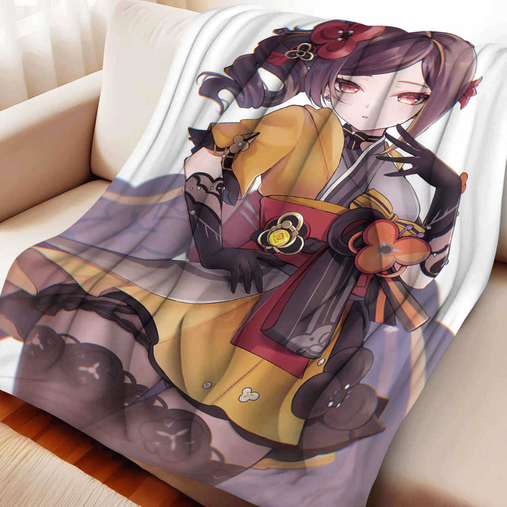 Genshin Impact Chiori Flannel ผ้าห่มสําหรับ Office Home Camping Nap ผ้าห่มของขวัญวันเกิดสําหรับสาวตก