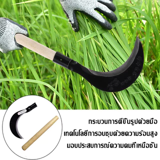 เคียว ใบมีดโค้ง เคียวเหล็กแมงกานีส มีดหวดหญ้า พร้อมด้ามจับ มีดขอ รุ่นงานหนัก พร้า เคียวข้าว ส่งจากไทย