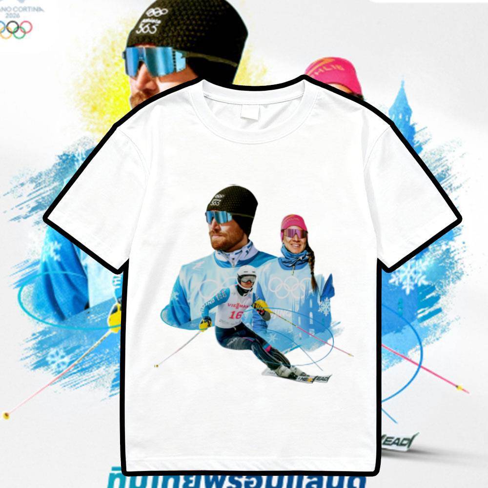 เสื้อโอลิมปิก MILANO CORTINA 2026 OLYMPIC GAMES T-Shirt ผ้าCotton 100% ใส่ได้ ทั้ง ชาย ใส่สบาย ไม่หด