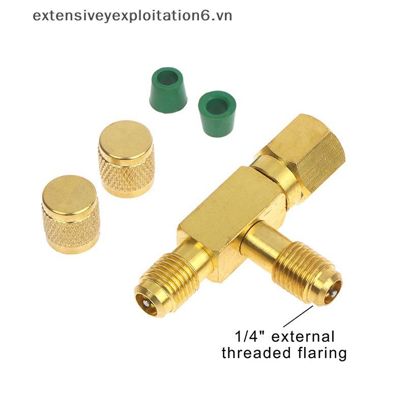 Exten 1 ชุด T ประเภท 1/4 "SAE Valve Core Tee Adapter สําหรับเครื่องปรับอากาศและอุปกรณ์ทําความเย็นเคร