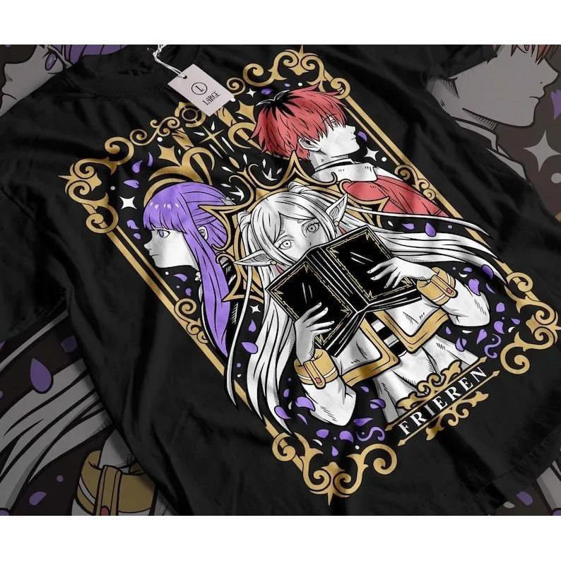 ผ้าฝ้ายสำหรับเสื้อยืด RETRO Frieren T-Shirt, Frieren Vintage Shirt, Frieren T-Shirt Fan Cotton