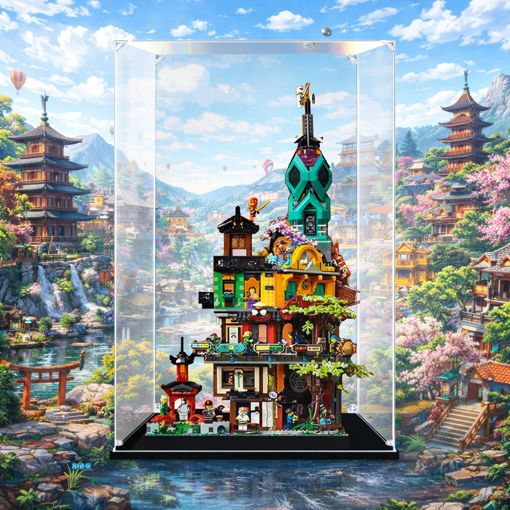 กล่องอะคริลิคใส ตู้โชว์กันฝุ่น Lego 71741 Ninjago City Gardens นินจาโก สั่งตัดตามขนาด