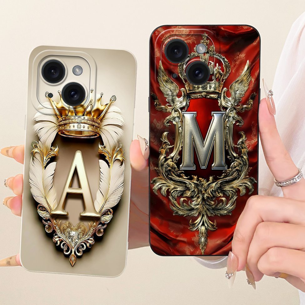 สําหรับ iPhone 13 กรณีหรูหรา AZ ตัวอักษร 2D ทาสีปลอกซิลิโคน A2633 A2482 A2631 A2634 A2635