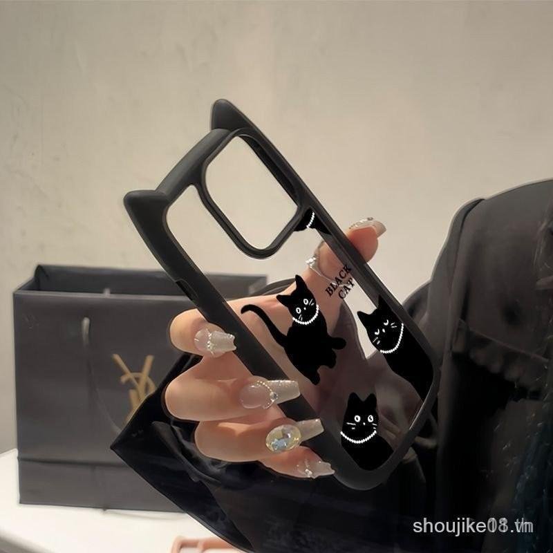 เคสโทรศัพท์พร้อมดีไซน์ปกแมวสีดําสี่ดีไซน์ เหมาะสําหรับ iPhone 14, 11, 13, 16, 17, 12, 15, 15 PRO MAX