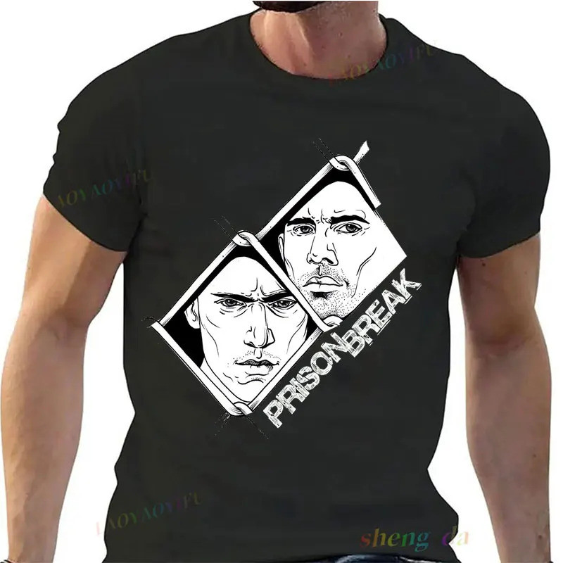 เสื้อยืดวินเทจลายซีรีส์ Prison Break เสื้อยืด Michael Scofield สไตล์ Y2k เสื้อผ้าสตรีทแวร์ เสื้อยืดพ