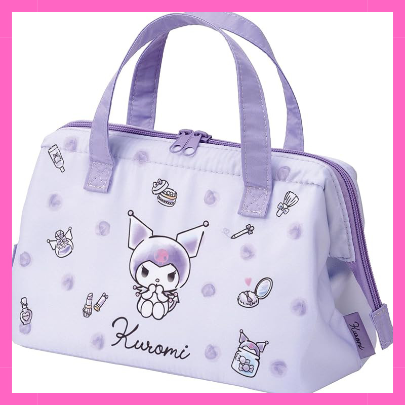 Skater Lunch Bag with Insulation, Kiss-Lock Design, Women's, Sanrio Kuromi, Watercolor Cosmetics KGA