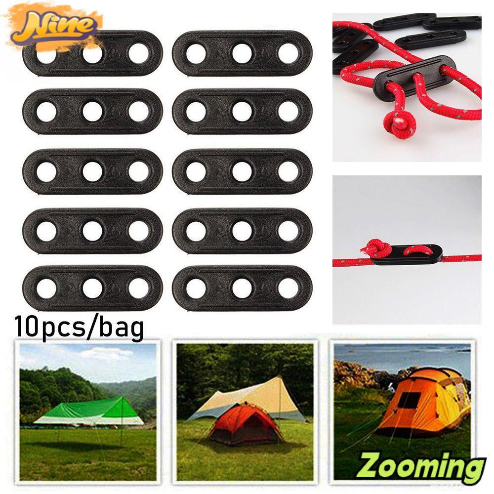 ZOOMING 10 ชิ้นลมเชือกหัวเข็มขัดกันสาด Wigwam ปรับ Camping เต็นท์อุปกรณ์เสริมพลาสติก Tensioner ล็อค