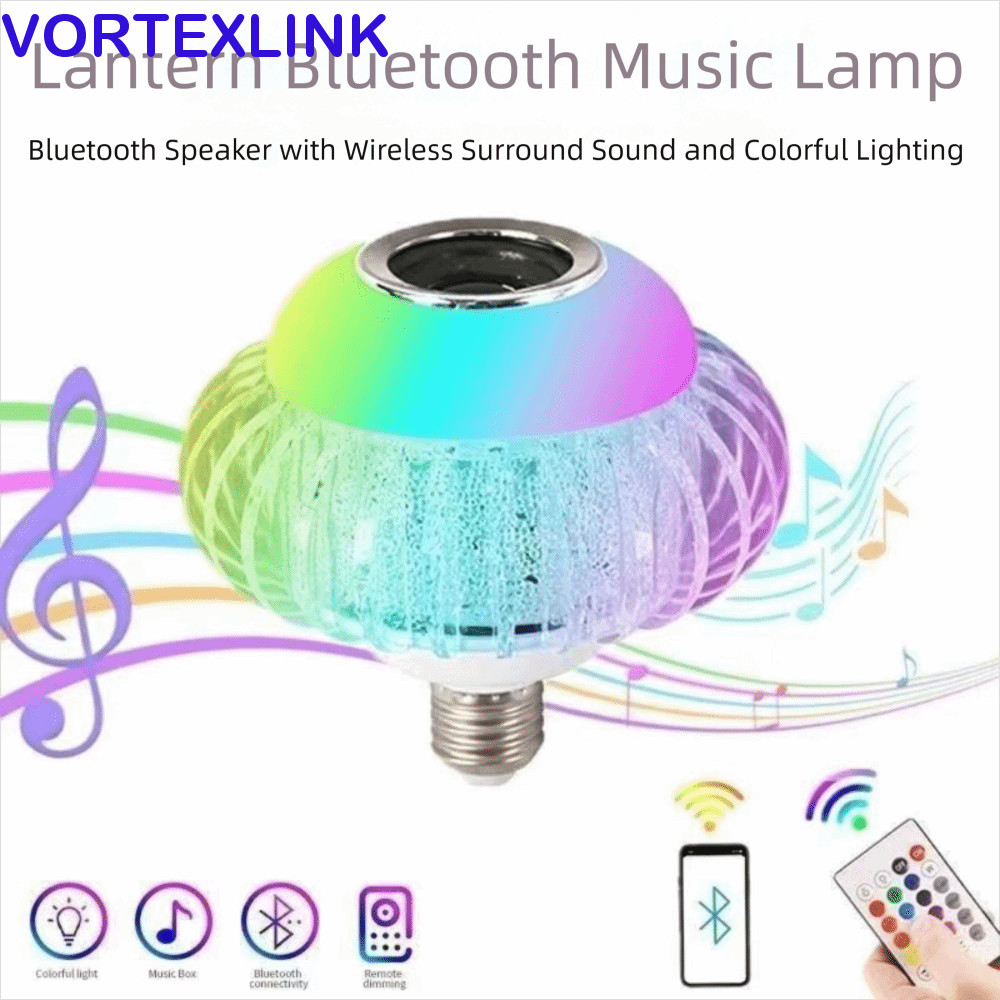 กระแสน้ําวนลิงค์ หลอดไฟเพลง ฐาน จ27 RGB แสงสีขาว RGB หลอดไฟ RGB, 24 คีย์รีโมทคอนโทรลไร้สายบลูทูธเปลี