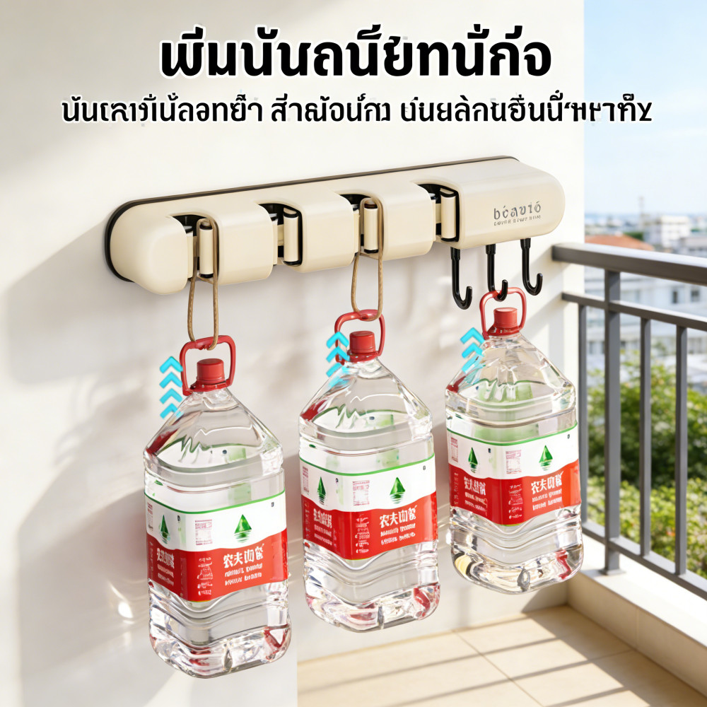 สําหรับห้องน้ํา ถ้วยดูด Hook Cilp Cilp ผู้ถือไม่เจาะติดผนังสําหรับ Broom Rack