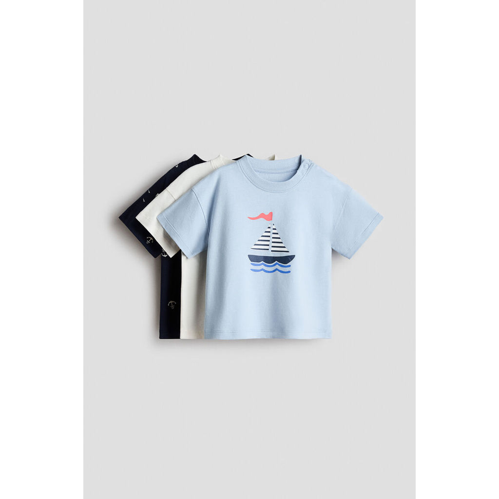 H&M(เอชแอนด์เอ็ม) เสื้อยืดคอตตอน 3 ชิ้น เด็กทารก 1327329_1