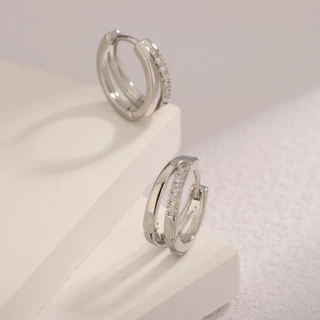 ต่างหูห่วงคู่หญิงหรูหรา Rhinestone อารมณ์ High-End หูหัวเข็มขัดประณีต Niche แฟชั่นอินเทรนด์ต่างหู