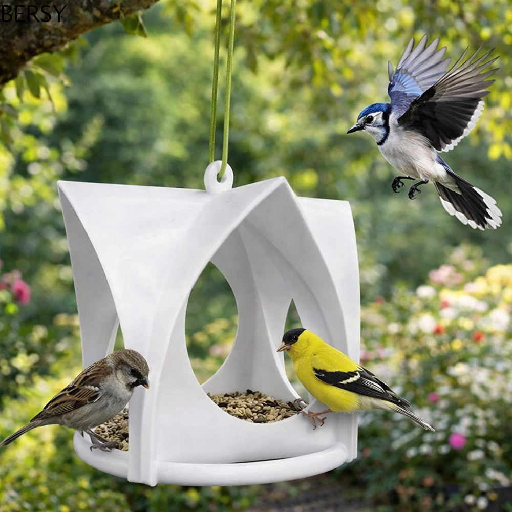 BESY เครื่องให้อาหารนกแบบแขวน,สไตล์กระท่อม Weatherproof Wild Bird Feeders, Hummingbirds Feeder กัดความจุขนาดใหญ่พร้อมขาตั้งสถานีป้อนนก Yard
