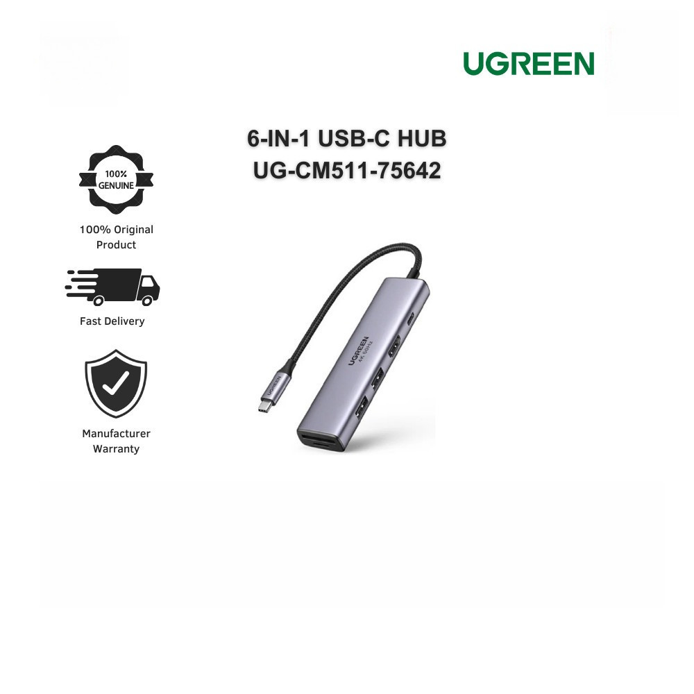 UGREEN CM511-75642 5-IN-1 USB-C HUB รองรับ PD 3.0, 100W