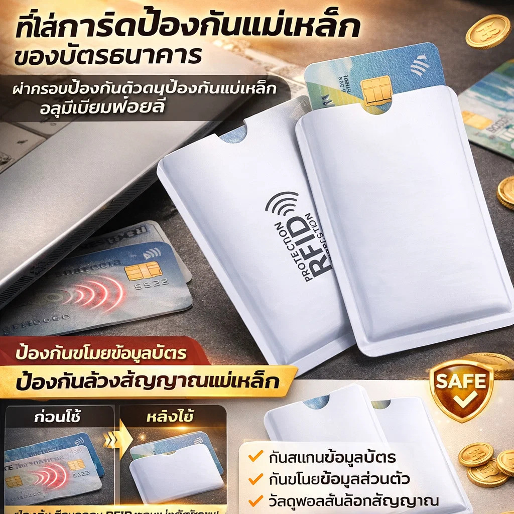 【ป้องกันการลอกข้อมูล RFID】กระเป๋าใส่บัตรป้องกันแม่เหล็กและ RFID กระเป๋าใส่บัตร/ป้องกันแม่เหล็ก/ป้องก