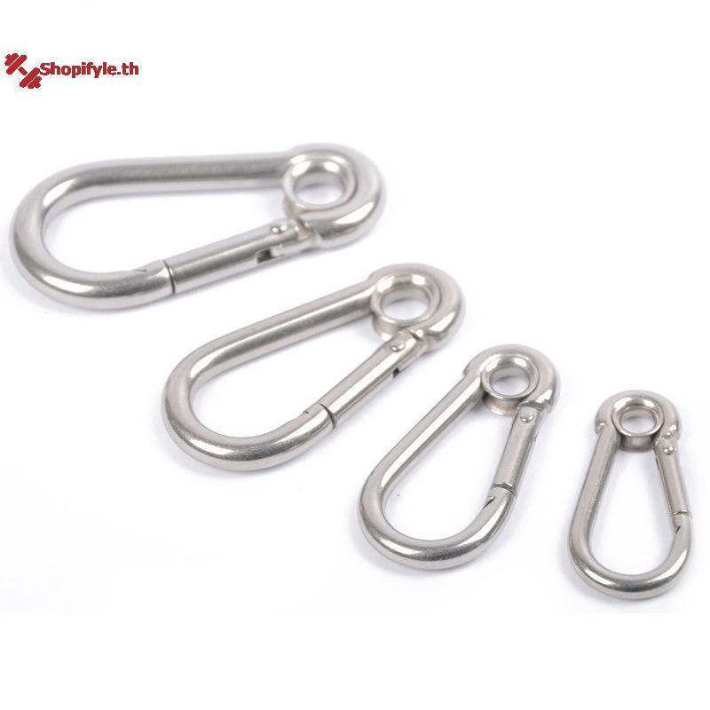 Shopifyle M4 M5 M6 M7 M8 สแตนเลส Carabiner Carbine Snap Hook พร้อมตาไก่สปริงหัวเข็มขัดแหวน th