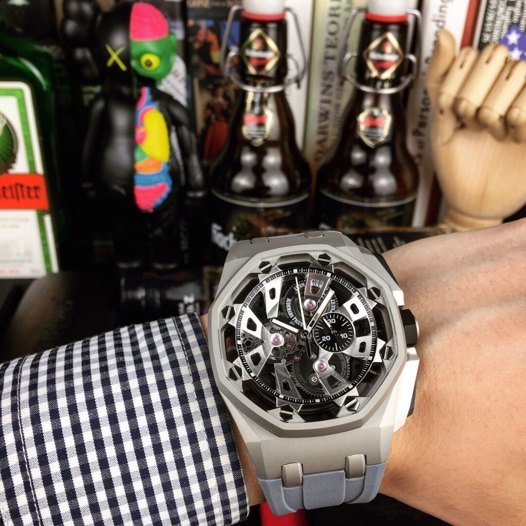 Audemars Crown Royal Oak Overseas Type Swiss Imported Sapphire Mirror ขนาด: 43 มม. * 12 มม. สายยางนํ