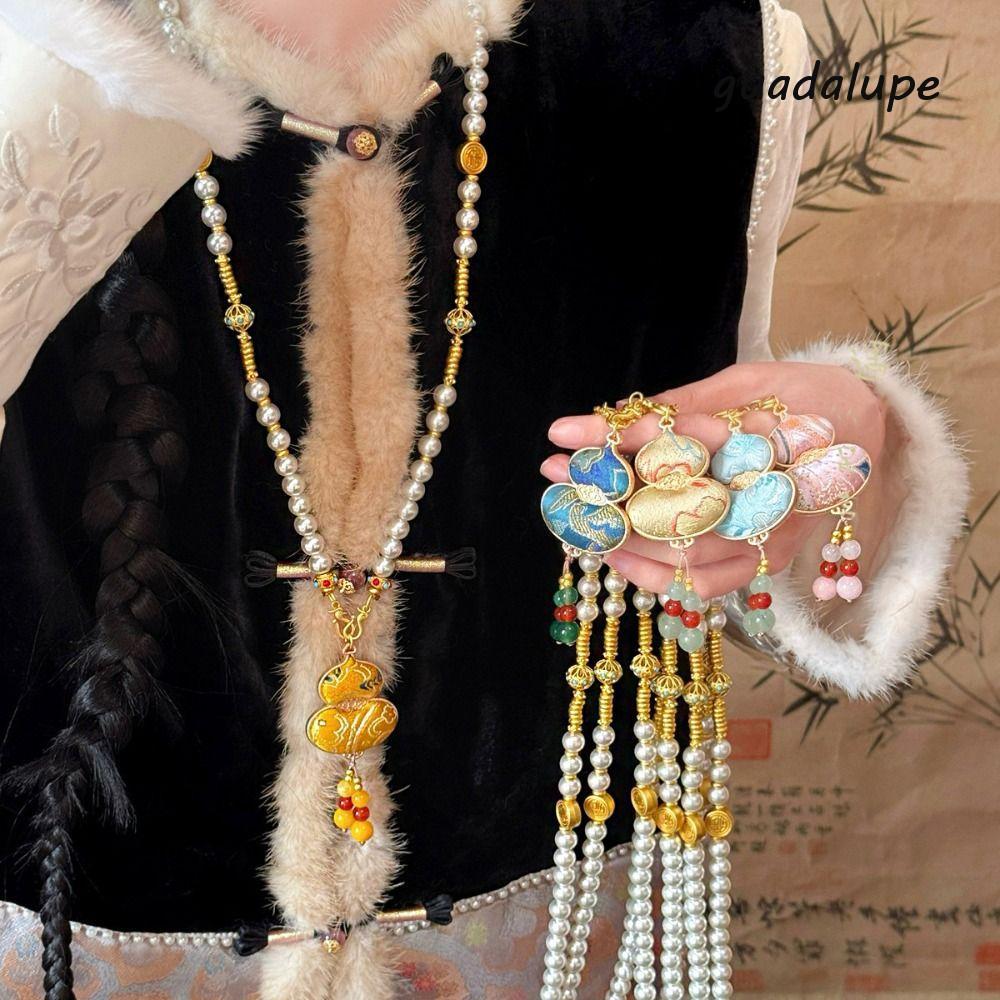 GUADALUPE1 Song Brocade Gourd สร้อยคอ,หรูหราลูกปัดสไตล์สร้อยคอ,ส่วนบุคคลพู่เครื่องประดับสไตล์ชาติพัน