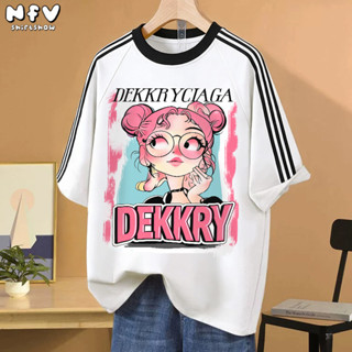 【จัดส่งตลอด 24 ชั่วโมง】NFV แฟชั่นเกาหลี🎀เสื้อยืดแขนสั้นคอกลม…