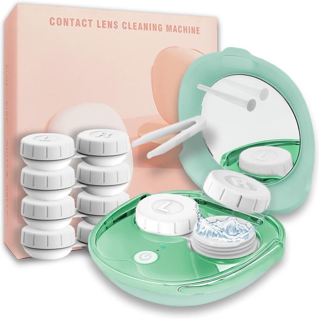 Portable Ultrasonic Contact Lens Cleaning Machine with USB Charger and Solution Soak Case Kit for So