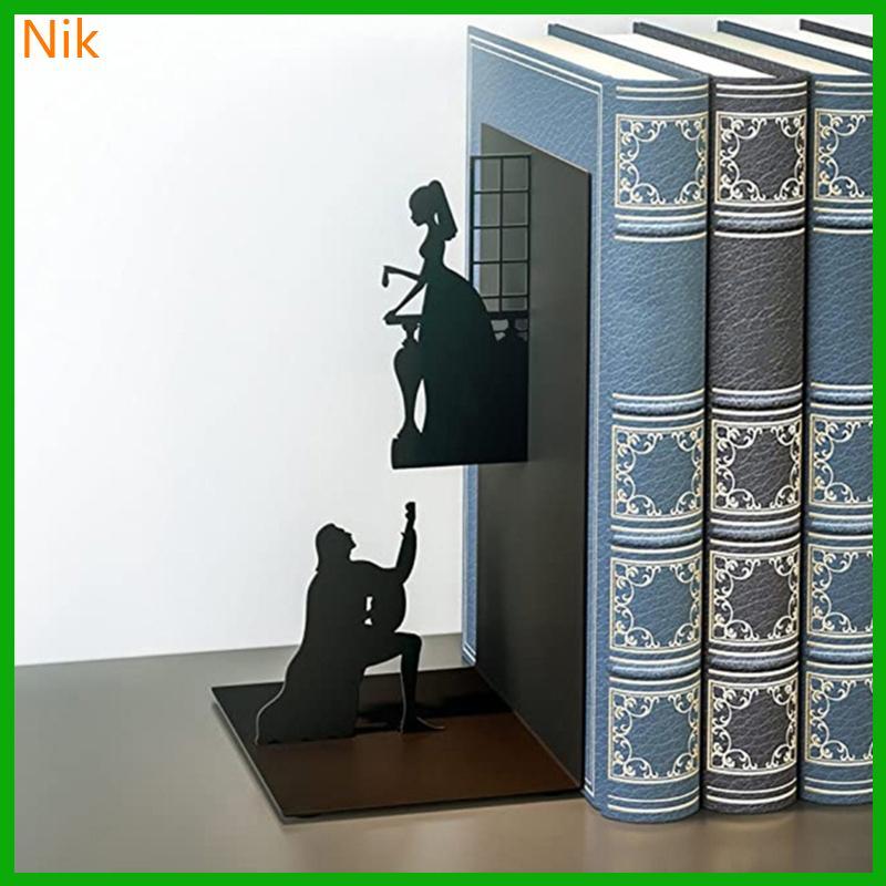 บ. ๊ลก.ศ.เหล็กรูป Bookends Reading Book Support Retro Non-Skid Book Ends Stopper Decor